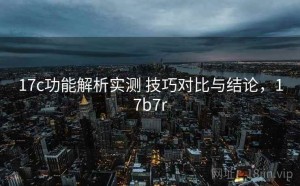 17c功能解析实测 技巧对比与结论，17b7r