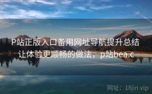 P站正版入口备用网址导航提升总结 让体验更顺畅的做法，p站bea.c