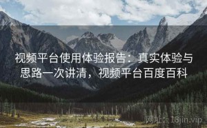 视频平台使用体验报告：真实体验与思路一次讲清，视频平台百度百科