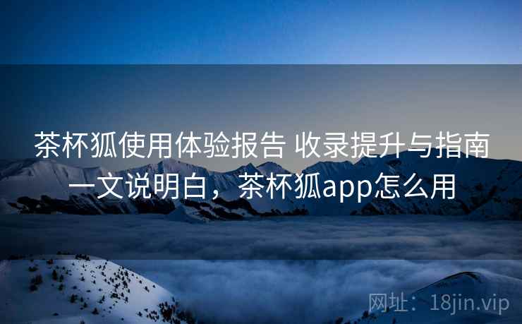茶杯狐使用体验报告 收录提升与指南一文说明白，茶杯狐app怎么用