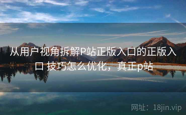 从用户视角拆解P站正版入口的正版入口 技巧怎么优化，真正p站